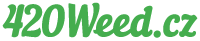Text part of the 420weed logo. Font is handwriting. The colour is green. Text is 420weed.cz.